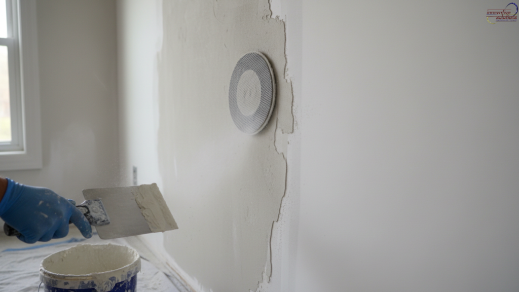 Repairing drywall patch with joint compound